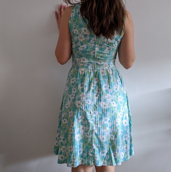 1940’s Floral Sea Foam Green A-Line Dress - Picture 4 of 7